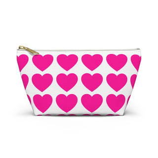 Pink Heart Accessory Pouch — T-Bottom Cosmetic & Makeup Bag