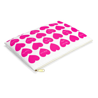 Heart Pattern Accessory Pouch — Pink Conversation Hearts "I Love You" Cosmetic Bag for Valentine's Day