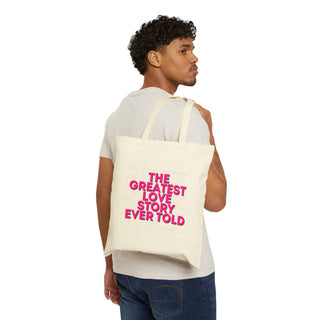 Tote Bag — "We Love" Scripture Canvas Tote (1 John 4:19)