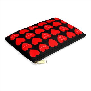 Valentine Heart Pattern Accessory Pouch — Red Conversation Hearts Makeup Bag