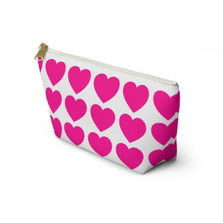 Pink Heart Accessory Pouch — T-Bottom Cosmetic & Makeup Bag